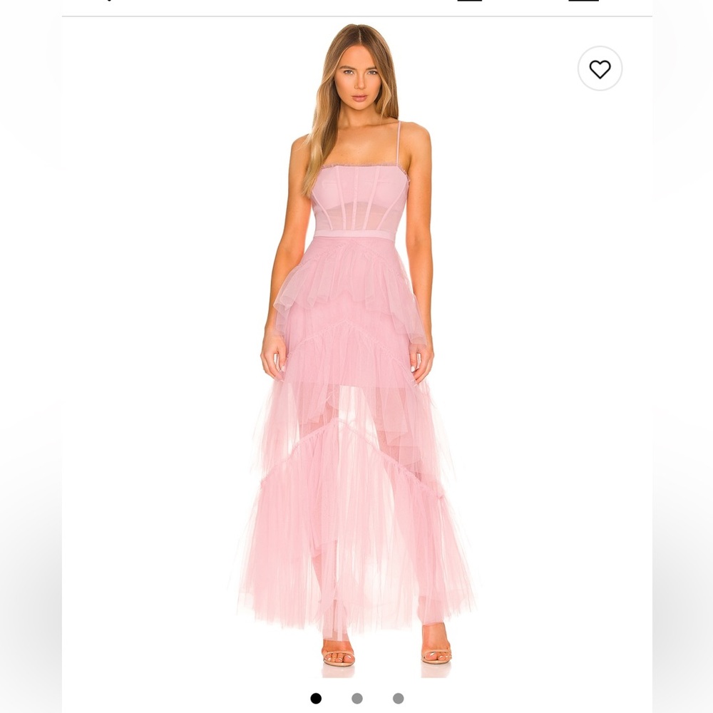 BCBGMAXAZRIA Corset Tulle Gown in Pink Tint